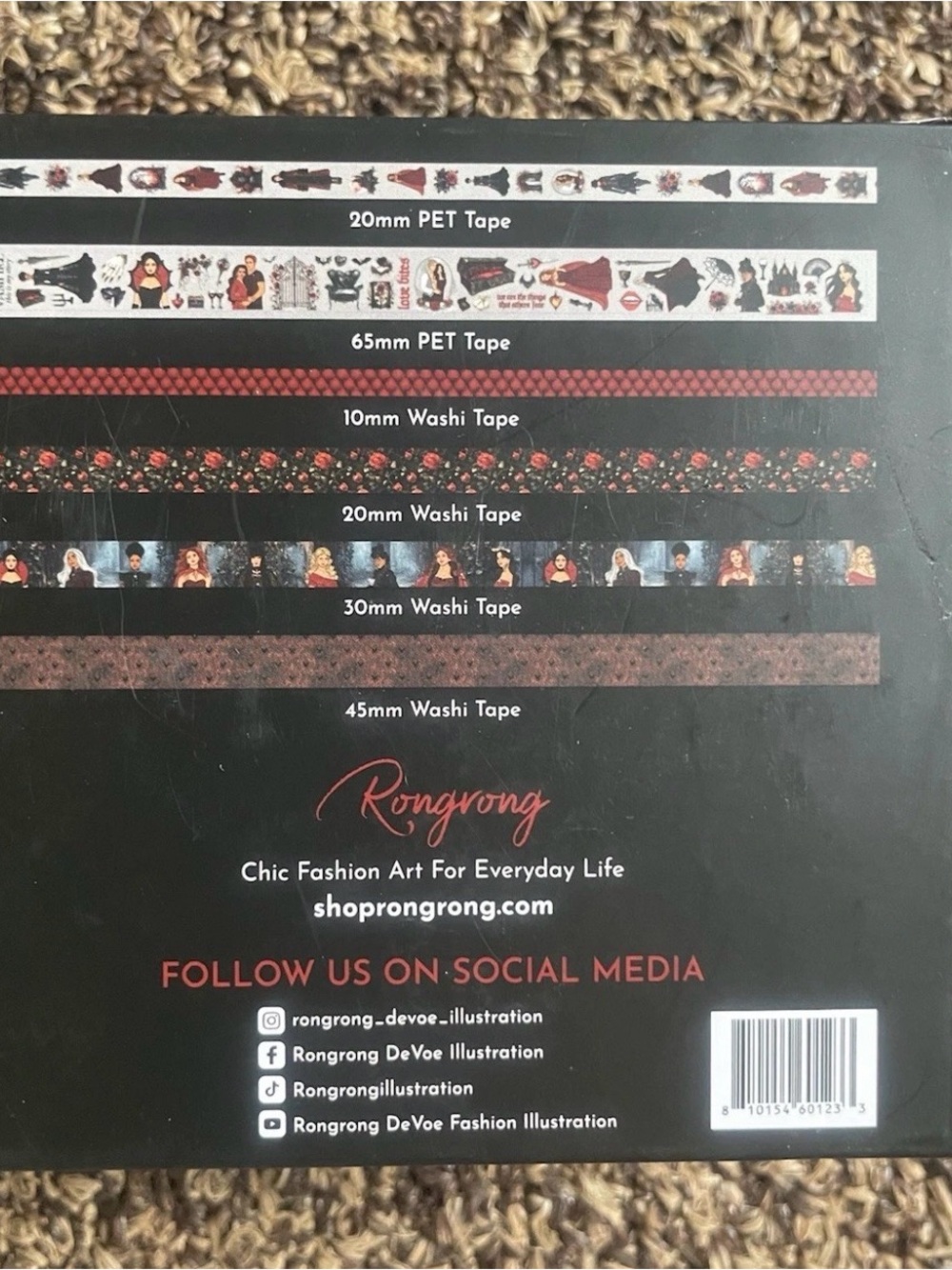 Rongrong DeVoe Dark Hearts 6 Pc PET + Washi Box Set Roses Gothic Black Red - Picture 2 of 3
